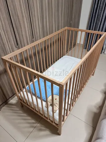 Lightwood Baby Crib with Mattress — Good Condition