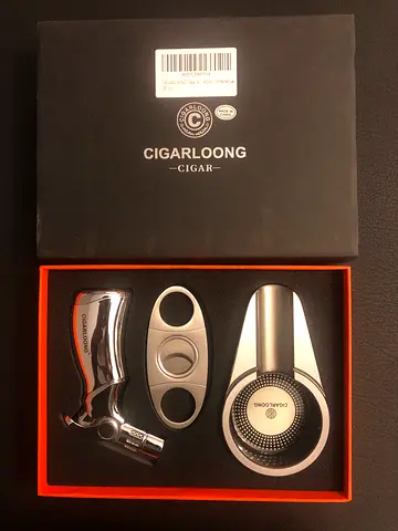 CigarloonG Cigar Accessory Gift Set — Cutter, Stand  Torch (Like New)