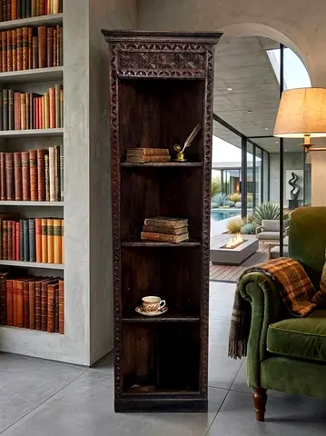 Vintage Hand Crafted Long Display Bookshelf