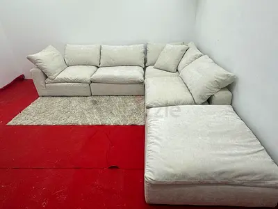 High quality beige color marina home luscious sofa with footstool