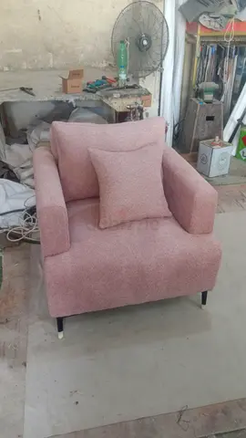 Single Pink Upholstered Accent Armchair with Cushion