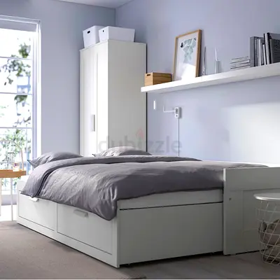 IKEA BRIMNES Daybed with 2 Drawers - White, 80x200 cm - with 2 mattresses