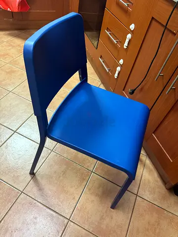 Blue Plastic Dining/Stackable Chair — Good Used Condition
