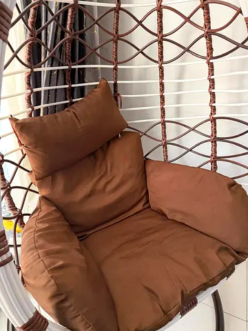 Brown Rattan Hanging Egg Chair with Cushions