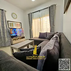 Beautiful furnished one-bedroom apartment with new furniture for monthly rent in Ajman - Al Jurf 2 -