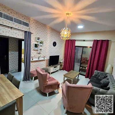 أفخم و أجمل شقة غرفة وصالة مفروشة للإيجار الشهري ✨ في عجمان - الجرف 2 - بالقرب من مدرسة الأقصى | فرش أنيق✔️ شامل الفواتير والإنترنت