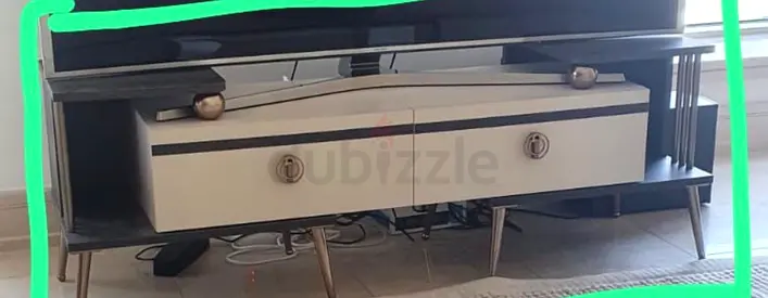 Mid-century Modern TV Stand / Entertainment Unit in Black and Cream