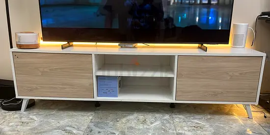 IKEA TV Unit / Entertainment Console - White with Light Wood Doors