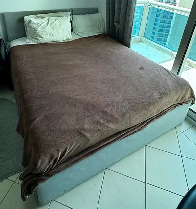 Queen size Ikea bed w/ mattress  2x storage