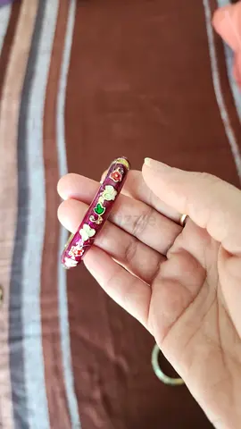 Handcrafted Floral Cloisonné Bangle - Deep Red Enamel