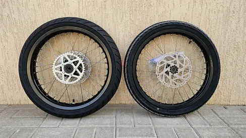 Brand new 17 inch supermotos with rotors  sprockets (superwide rear)