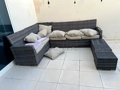 Outdoor Wicker Corner Sofa Set with Cushions (6-piece)