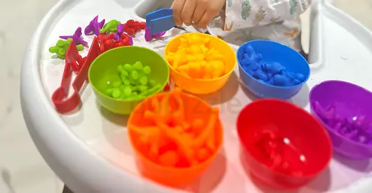 Colorful Sorting and Counting Activity Toy with Bowls and Tweezers