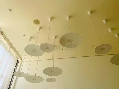27 Modern disc light fixtures — hangingLED and brand new !!  Price includes removal !!!