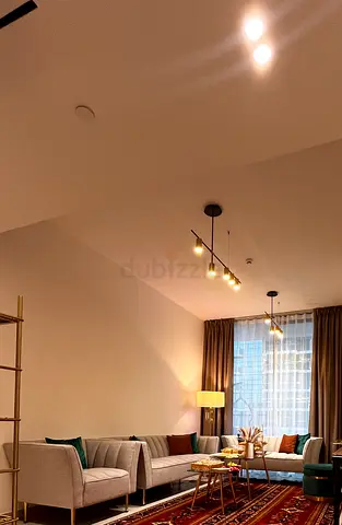 “Grey 6-Person Sofa + 2 Tables (Gold  Grey) – Good Condition”