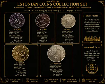 Estonian Coin Collection (Pre-Euro Era) – Vintage Kroons  Senti Set 🇪🇪