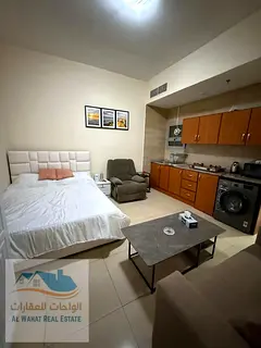 Studio apartment available for rent in Al Nakheel, near Ajman Corniche and Ajman Museum. Monthly ren