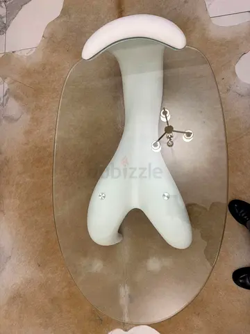 Glass Top Coffee Table with Sculptural White Base (Modern)