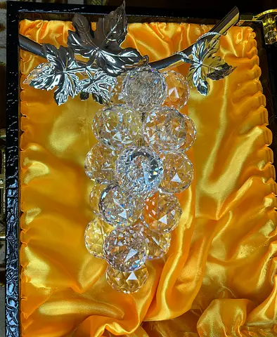 Natural Italian Crystal Grape Cluster Ornament