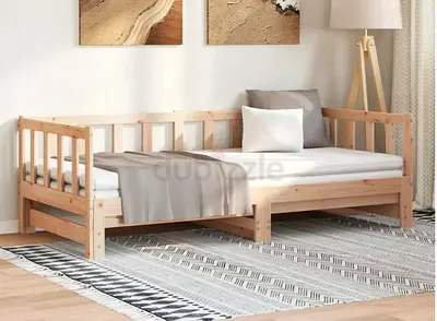 Solid Pine Daybed with Trundle - Light Wood, Good Condition