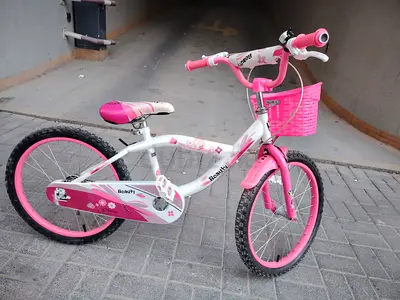 Pink  White Kids Bicycle with Basket — 20-inch