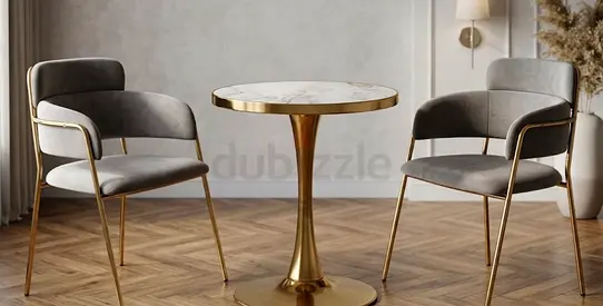 Set of 2 modern velvet dining chairs with gold frame-9542