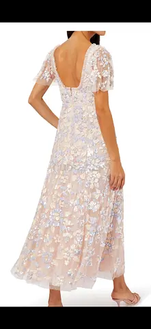 Embellished Midi Floral Lace Evening Dress - Size medium the brand name is needle and thread