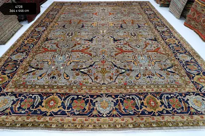 3.6 x 4.5 m majlis Large Traditional Afghan bidjar Hand-Knotted Rug 364 x 446 cm