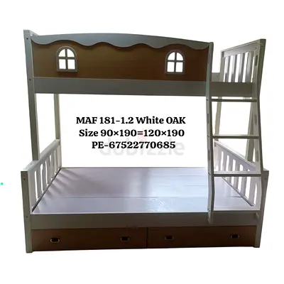 White Oak Wooden Bunk Bed with Storage Drawers (90x190 / 120x190)