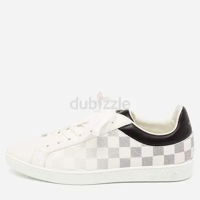 Authentic Louis Vuitton White/Black Leather Gradient Check Print Luxembourg Sneakers Size 41