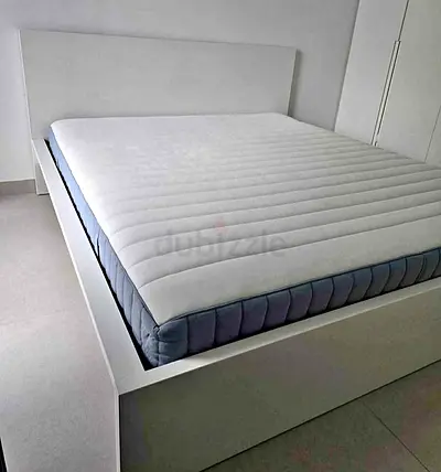 IKEA Malam queen size 160×200cm bed frame with 2 big storage drawers underneath and IKEA mattress