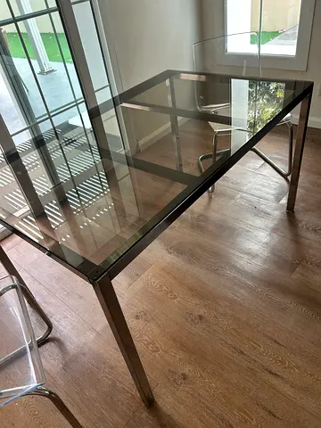 Glass table with 3 chairs