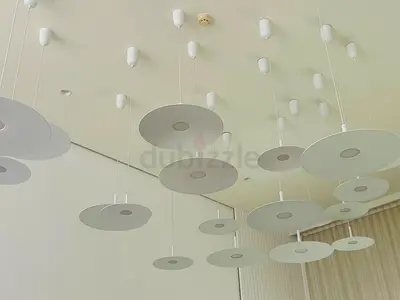 Modern disc pendant ceiling light fixtures — set of multiple hanging lamps LED and brand new !!