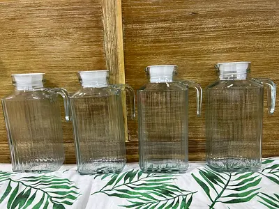 4 pcs. Glass water jug/Pitcher with lid