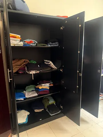 Large Black 3-Door Wardrobe / Armoire in Good Condition