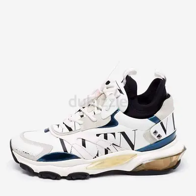 Authentic Valentino Multicolor Leather And Suede Lace Up Sneakers Size 44