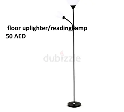Dual Floor Uplighter  Reading Lamp – Black/White