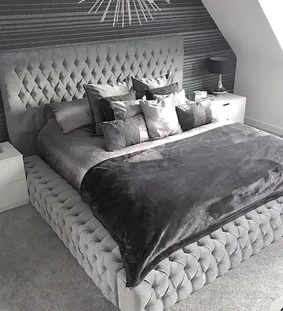 Beautiful gray color 200*200 super king size bed
