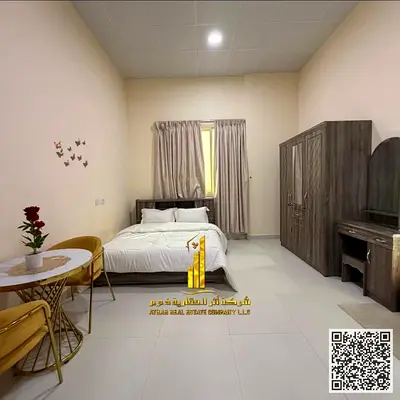 استوديو مطبخ شبه منفصل مفروش فرش راقي جدا و جديد للايجار الشهرى بعجمان - الروضه2 - شارع الشيخ عمار