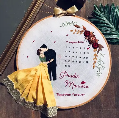 Hand-Embroidered Personalized Wedding Keepsake Hoop - can be customised