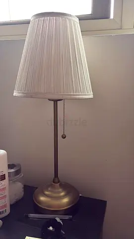 Brass Finish Table Lamp with Pleated White Shade