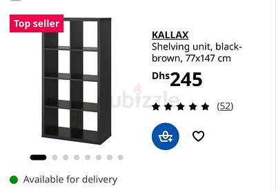 IKEA KALLAX shelving unit, black-brown 77x147 cm - good condition