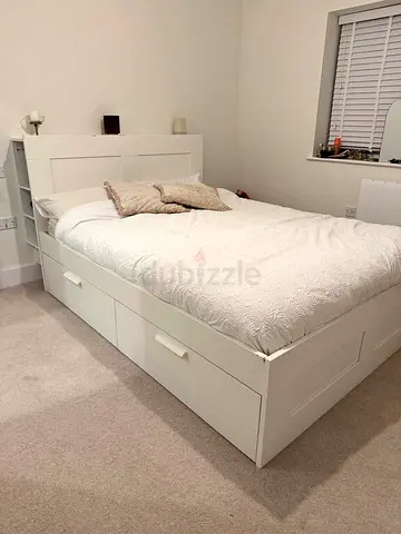 Ikea Queen Brimines bed frame with Ikea Queen Mattress