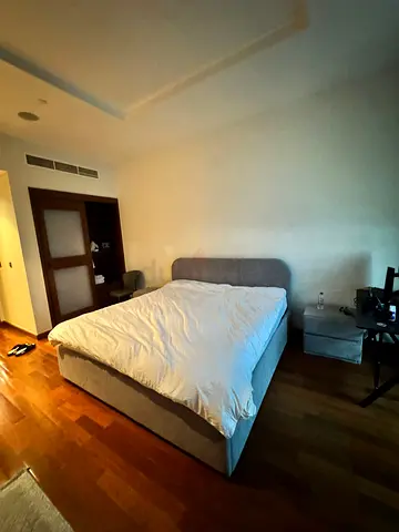 King size upholstered bed frame with headboard - grey