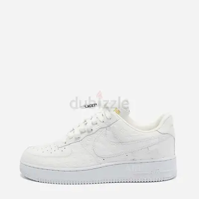 Authentic Louis Vuitton/Air Force White Leather Low Top Sneakers Size 43