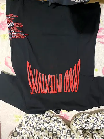 Black long-sleeve graphic tee with Good Intentions print - good condition Vlone