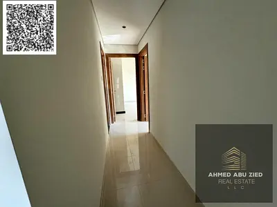 First occupancy 3BR with hall, 3 baths, balcony open view, central AC, wardrobes, super deluxe finish, prime area, easy Dubai & Sharjah access.
