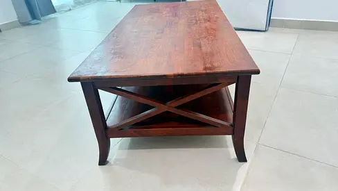 Solid Wood Coffee Table with Lower Shelf