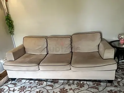 Beige 3-Seater Sofa — Good Condition, Comfortable Cushions