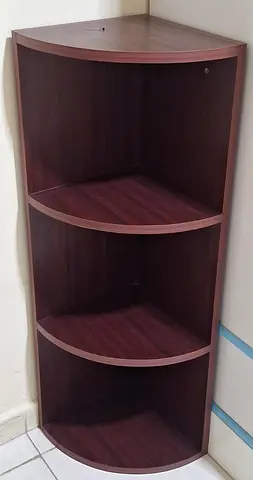 Corner 3-Tier Wooden Shelf Unit - Dark Cherry